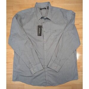 AXIST Mens Long‎ Sleeve Button Front Shirt XXL Sleet Gray Geometric A1WS5052OF